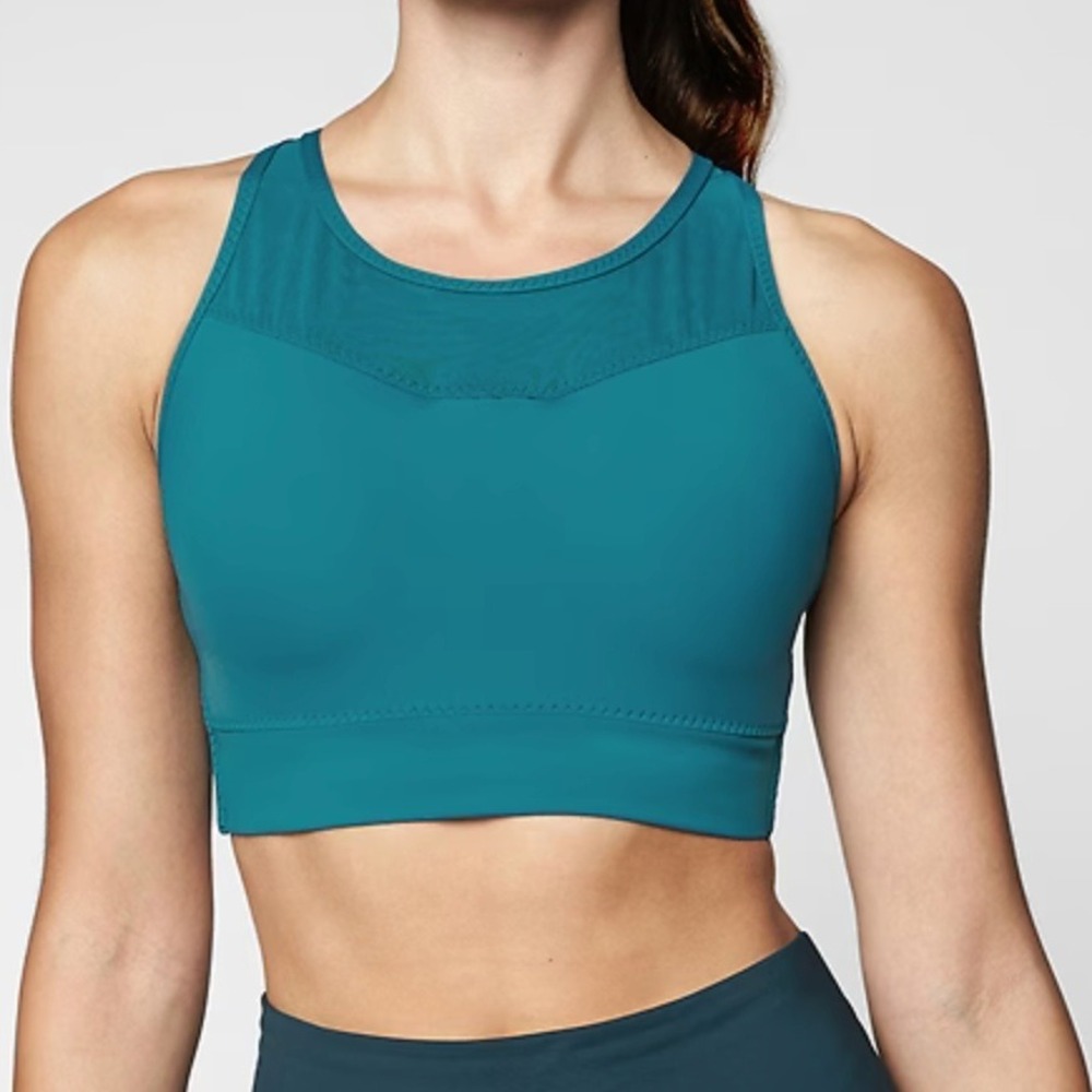 Athleta Gigi Sports Bra Womens 32 DD Teal High Support Mesh Workout Athletic Gym